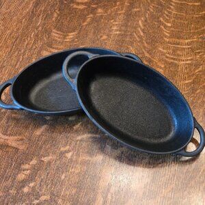 Pioneer Woman Cast Iron Oval Au Gratin Bakeware Pans (2)